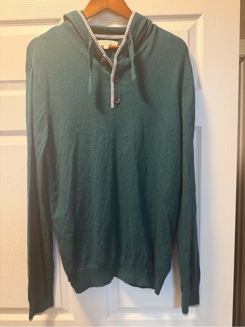 Hawker Rye Cotton Cashmere Knit Henley Hoodie Sweater